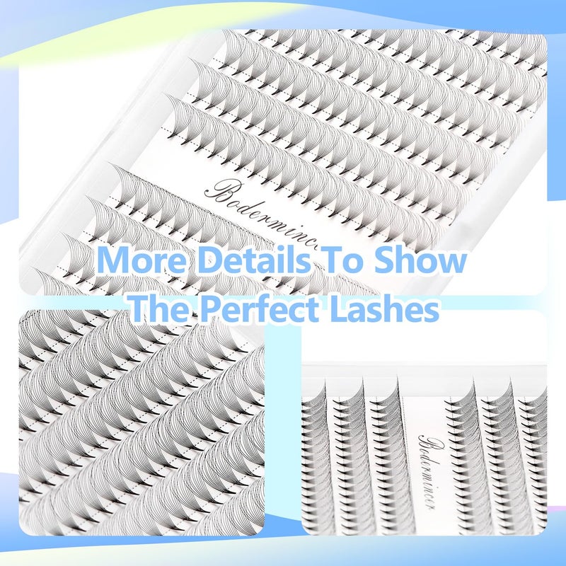 Dedila Short Stem Nature Long 10D Premade Fans Dramatic Volume Eye Lashes Extensions Thickness 0.07mm D Curl Soft and Light Weight Individual False Eyelashes Cluster (13MM) - Image 5
